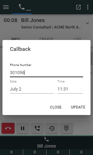 Update the callback