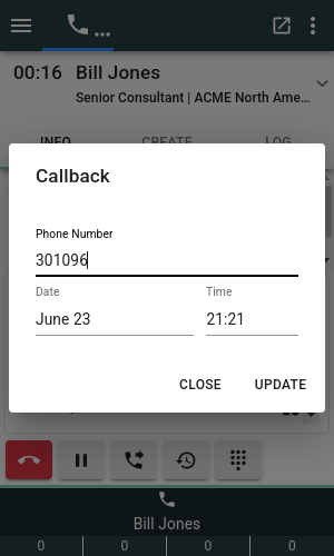 Update the callback