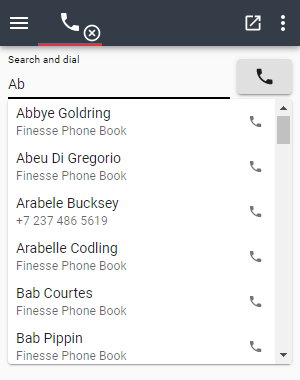 Finesse Phone Book search results