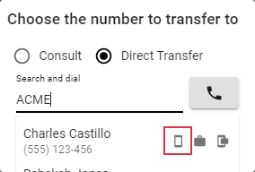 Transfer Call search