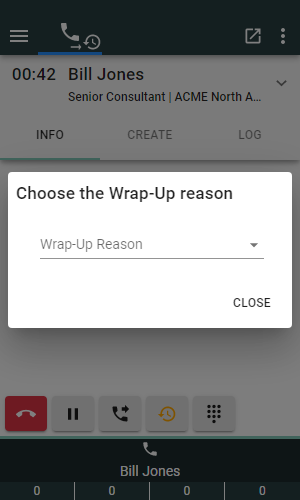 Wrap-Up Button