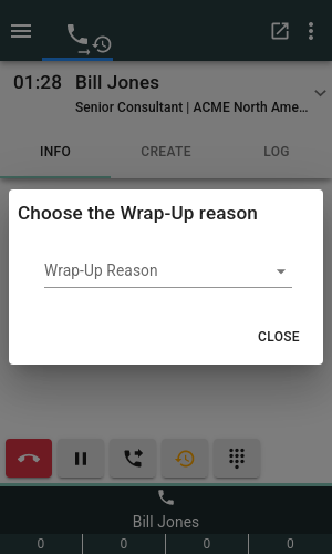 Wrap-Up Button