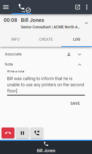 Write Call Notes to work log