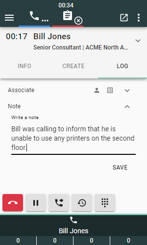 Write Call Notes to work log