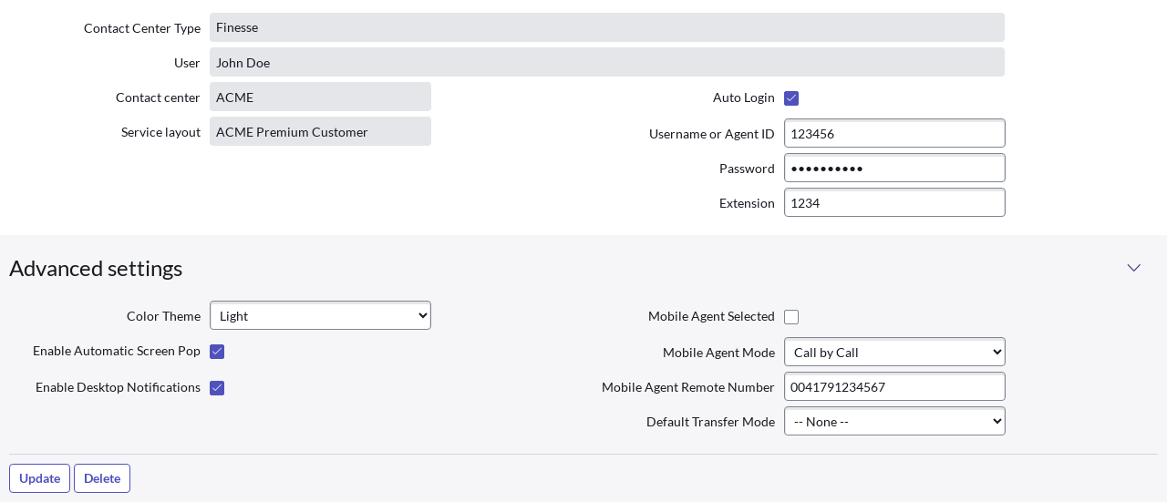 My Agent Settings