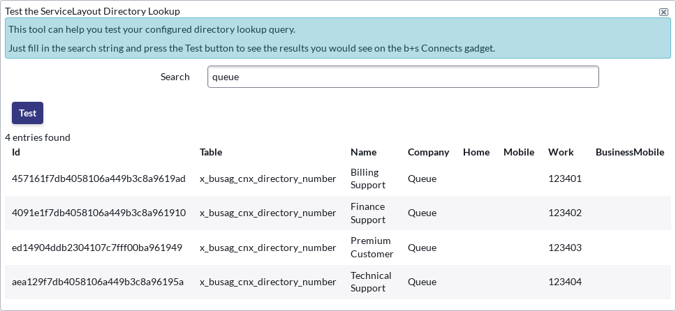 Directory Lookup Tester