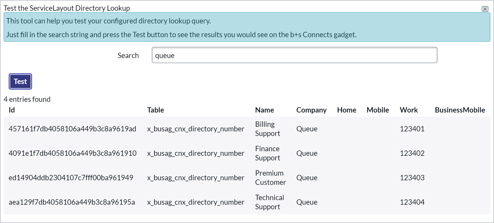 Directory Lookup Tester