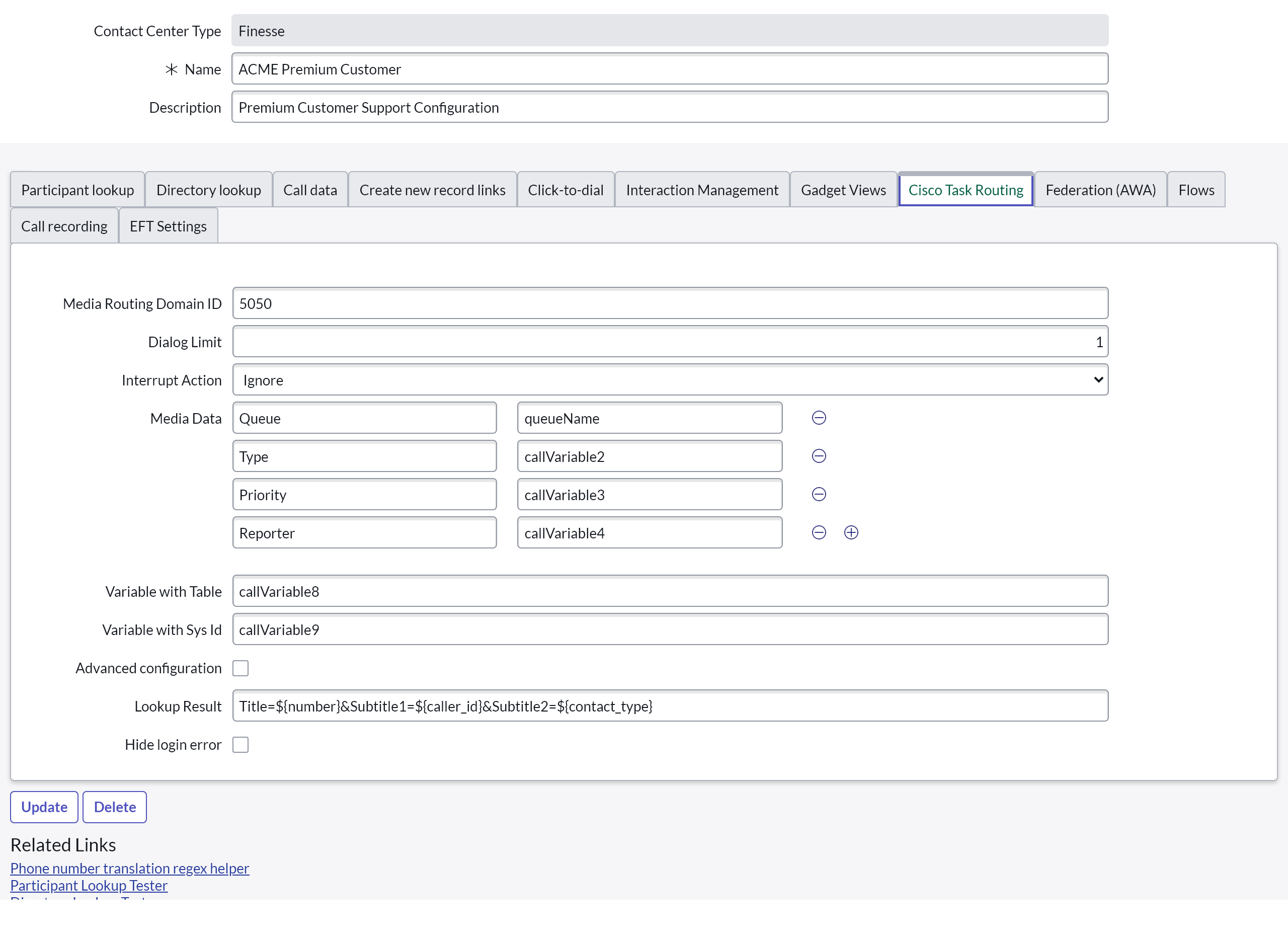 Service Layout Media Routing