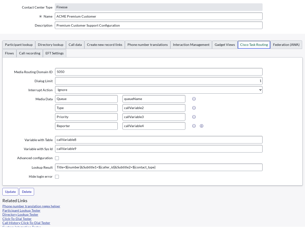 Service Layout Media Routing