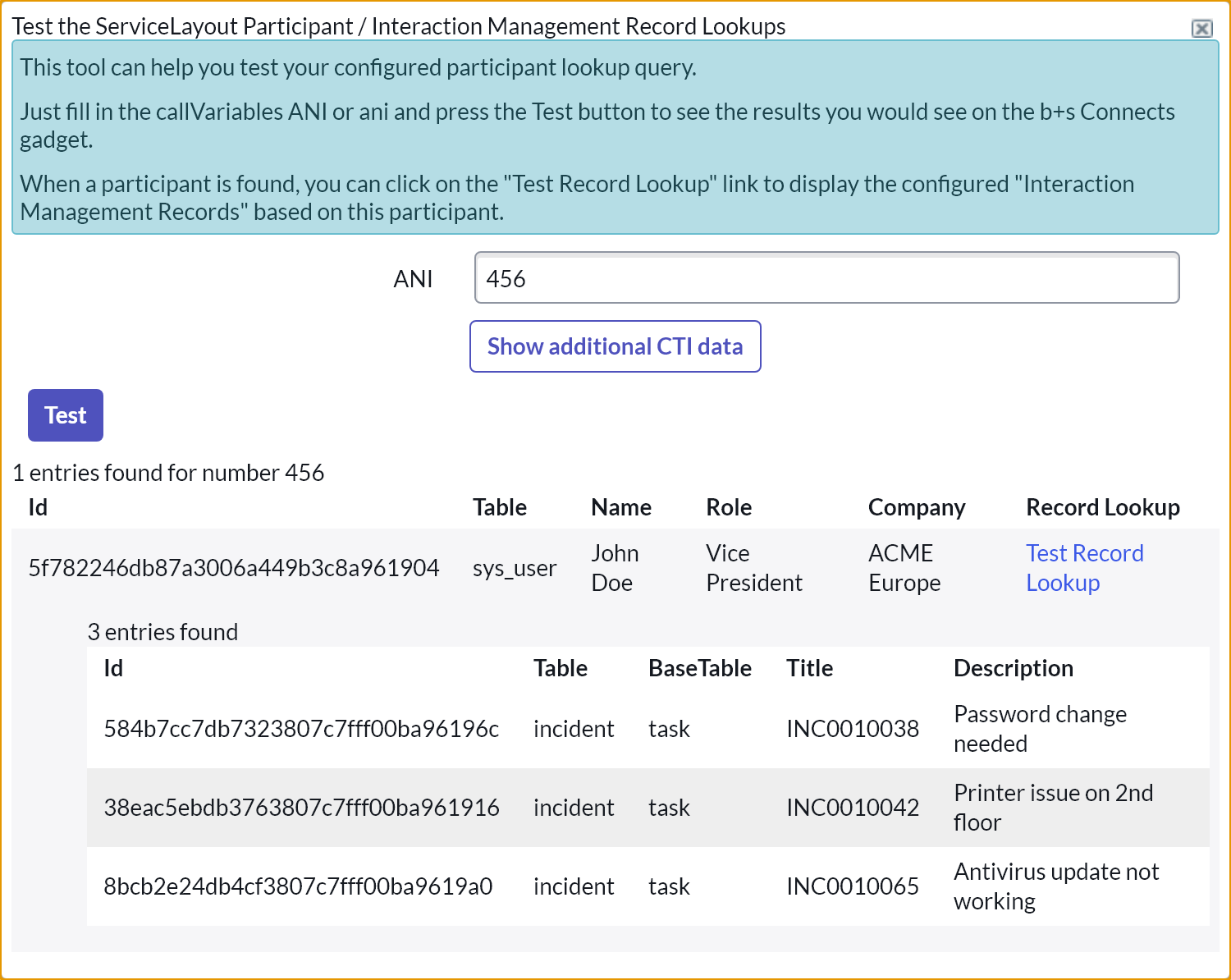 Participant Lookup Tester