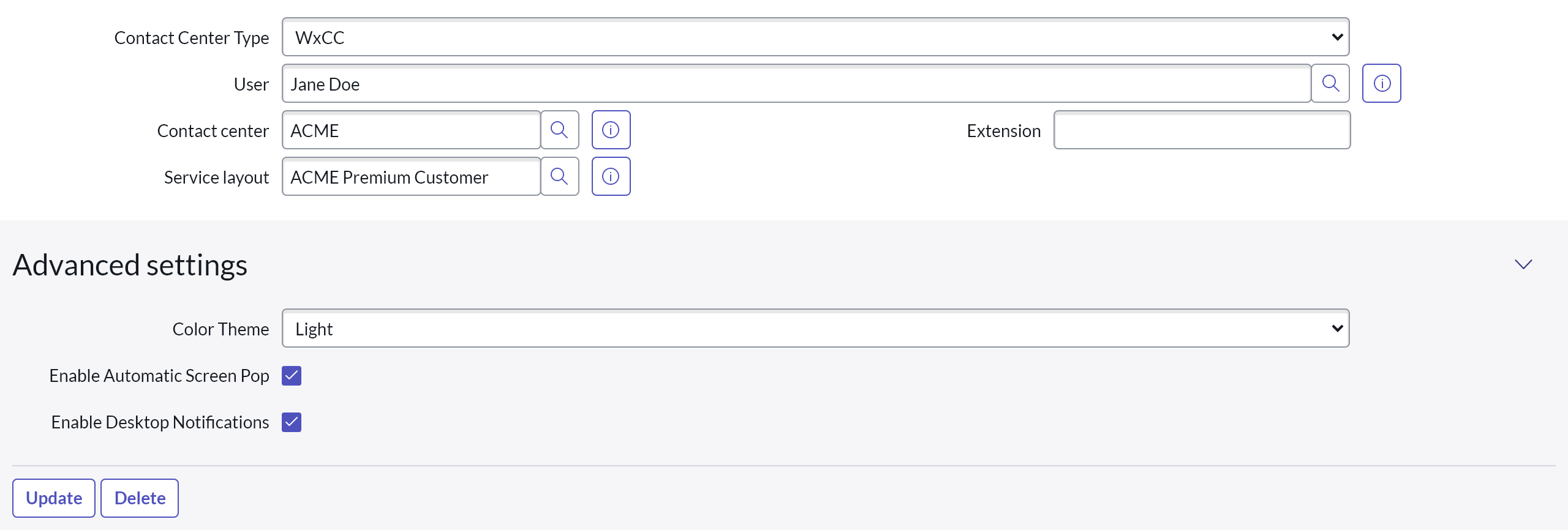 Agent configuration