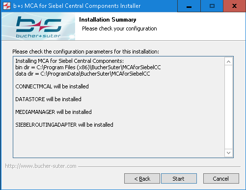 Central Components Install Summary