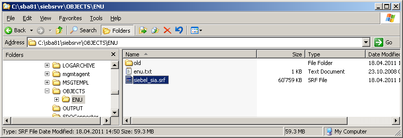 Backup Siebel Repository