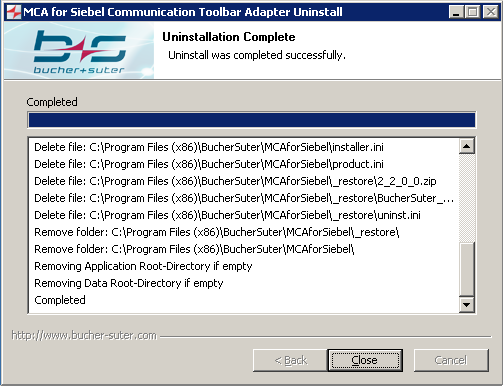Communication Toolbar Adapter Uninstall Complete