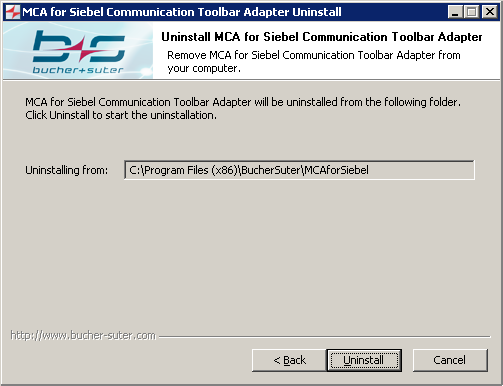 Communication Toolbar Adapter Uninstall Screen