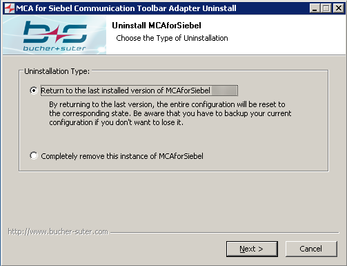 Communication Toolbar Adapter Uninstall Type