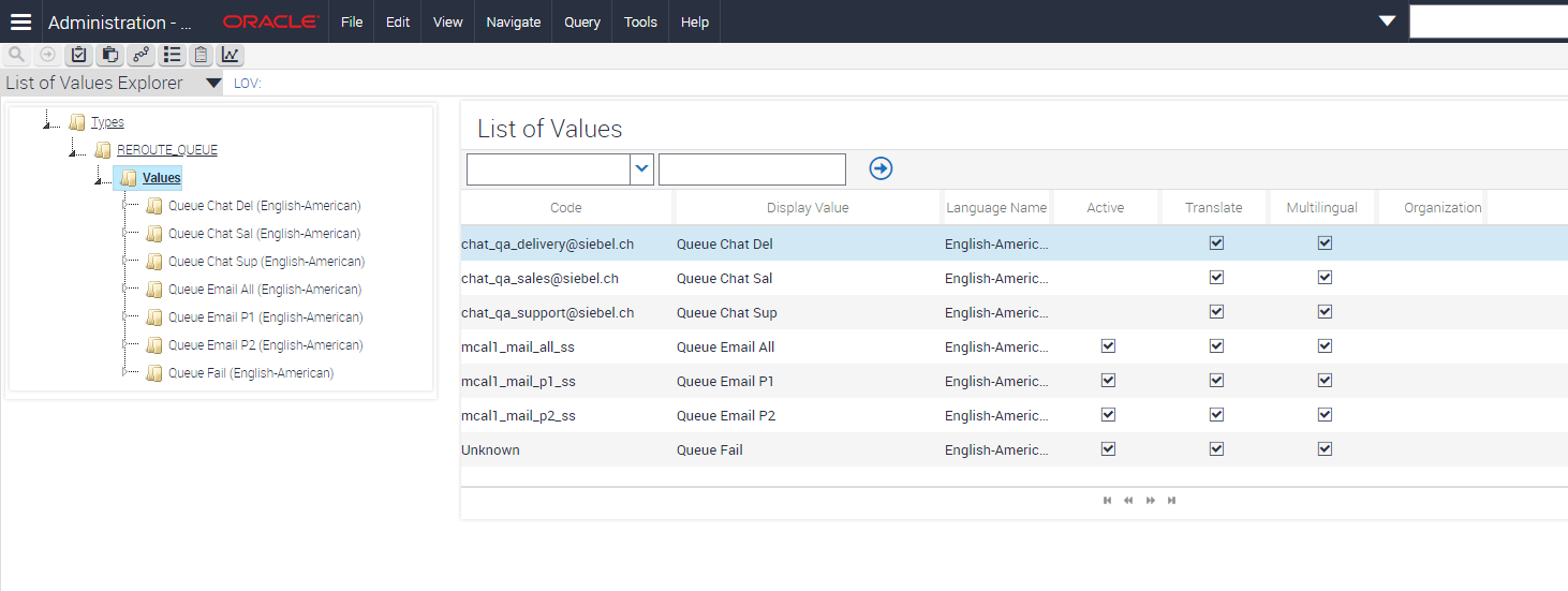 List Of Values Reroutes