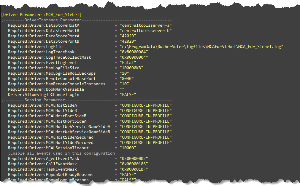 Siebel Definition File Driver Parameters