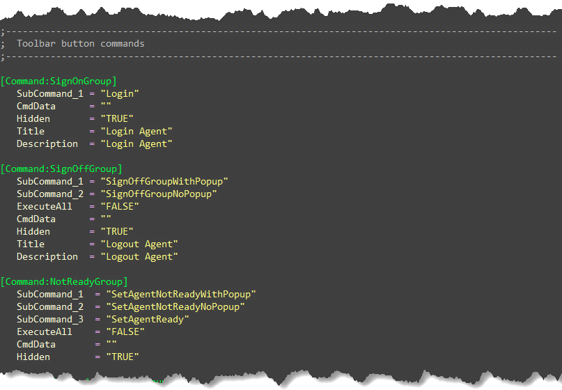 Siebel Definition File Toolbar Button Commands