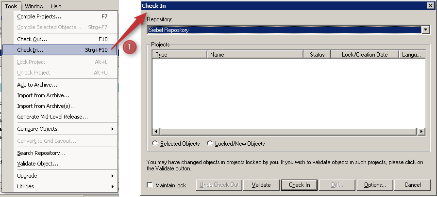 Siebel Tools Check In - Account
