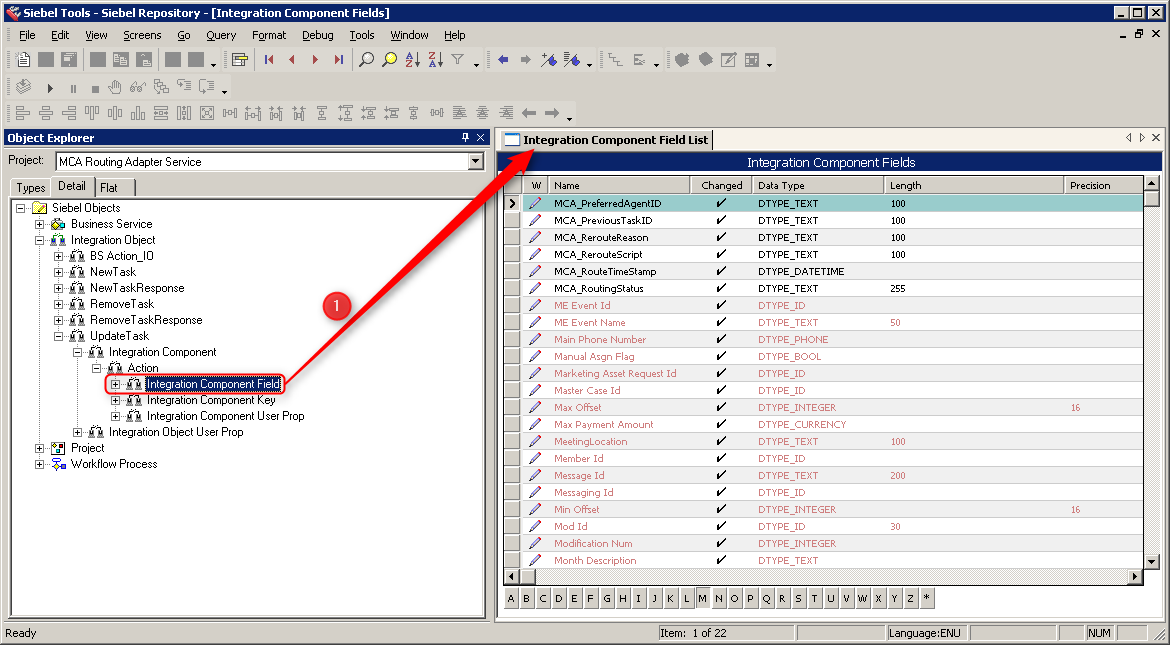 Siebel Tools Integration Component Field UpdateTask
