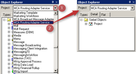 Siebel Tools Routing Adapter Project Set Filter