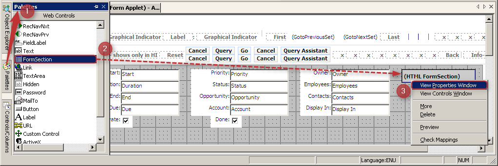 Siebel Tools Web Layouts - Form Section