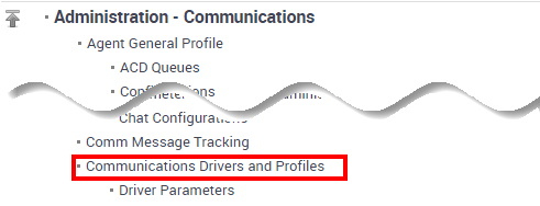 Siebel Web Configuration Communications Drivers and Profiles