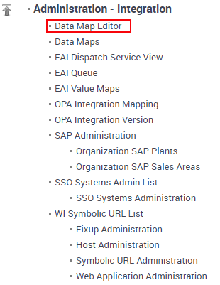 Siebel Web Configuration Data Map Editor