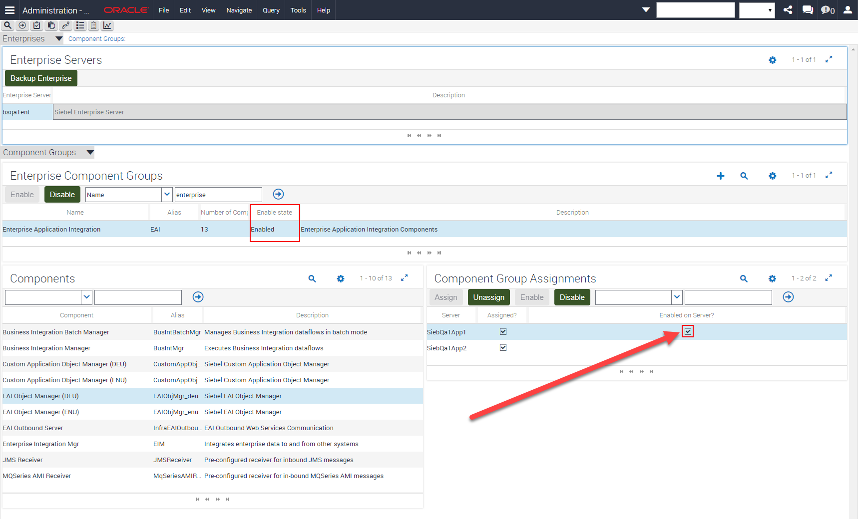 Siebel Web Configuration Enable Enterprise Application Integration