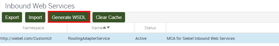 Siebel Web Configuration Generate WSDL