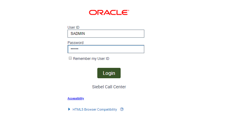 Siebel Web Configuration Login Administrator