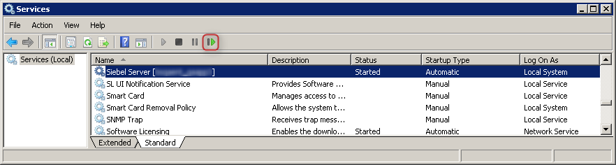 Siebel Web Configuration Restart Siebel Server Service
