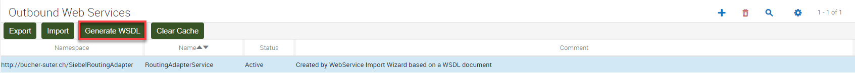 Siebel Web Configuration RoutingAdapterService Generate WSDL